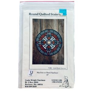 Round Stain Glass Quilt Pattern Linda Garrison Goose Girl Creation Applique 19"